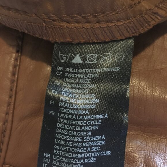 Cognac Vegan Leather Zip Up High Waist Mini Skirt - Picture 11 of 16